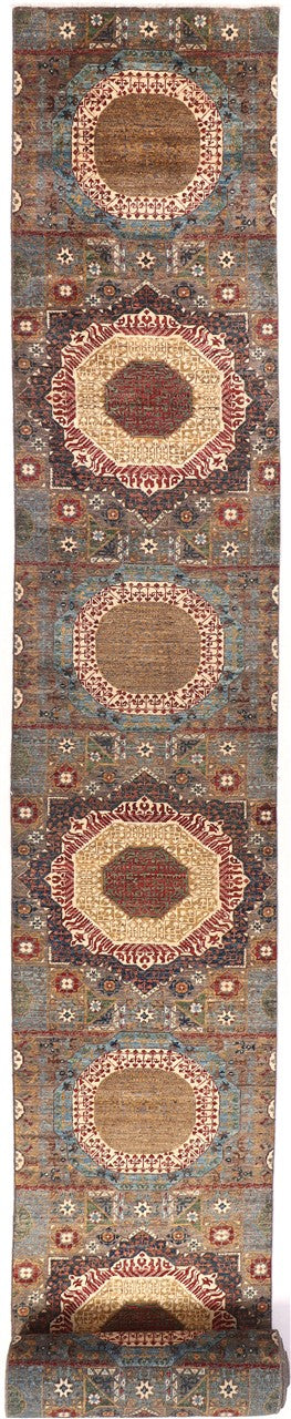 Tappeto Passatoia Mamluk Moderno Multicolore, Fatto a mano, 899x77cm