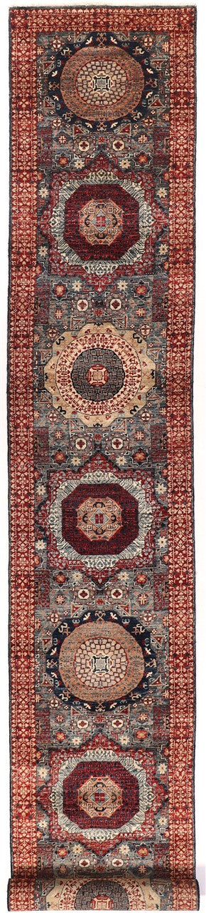 Tappeto Passatoia Mamluk Moderno Multicolore, Fatto a mano, 556x78cm