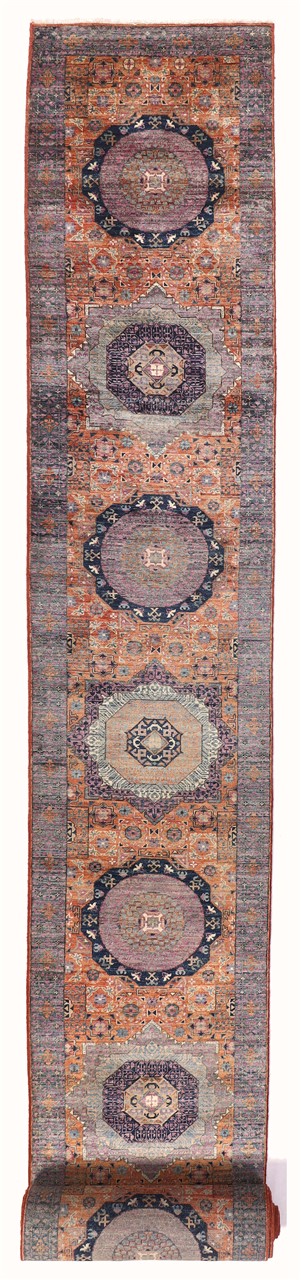 Tappeto Passatoia Mamluk Moderno Multicolore, Fatto a mano, 987x78cm
