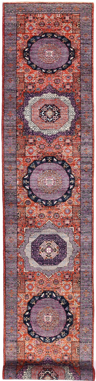 Tappeto Passatoia Mamluk Moderno Multicolore, Fatto a mano, 472x76cm