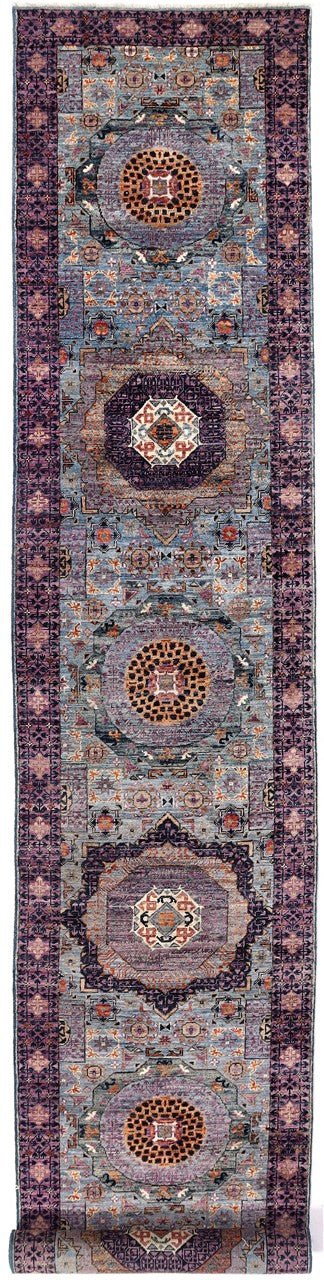 Tappeto Passatoia Mamluk Moderno Multicolore, Fatto a mano, 481x79cm