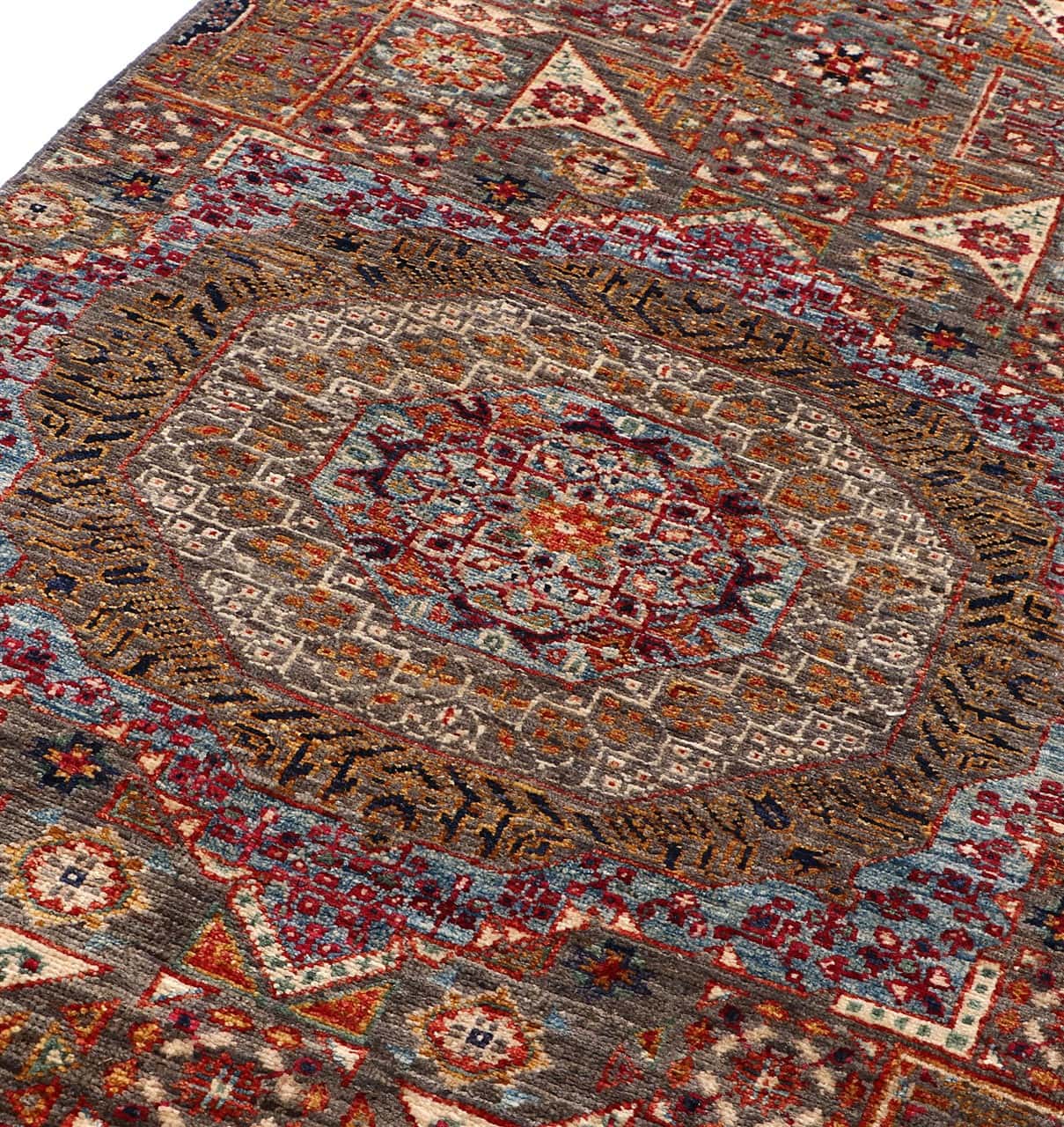 Tappeto Passatoia Mamluk Moderno Multicolore, Fatto a mano, 414x76cm