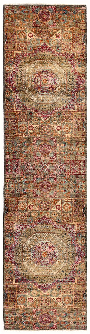 Tappeto Passatoia Mamluk Moderno Multicolore, Fatto a mano, 297x76cm
