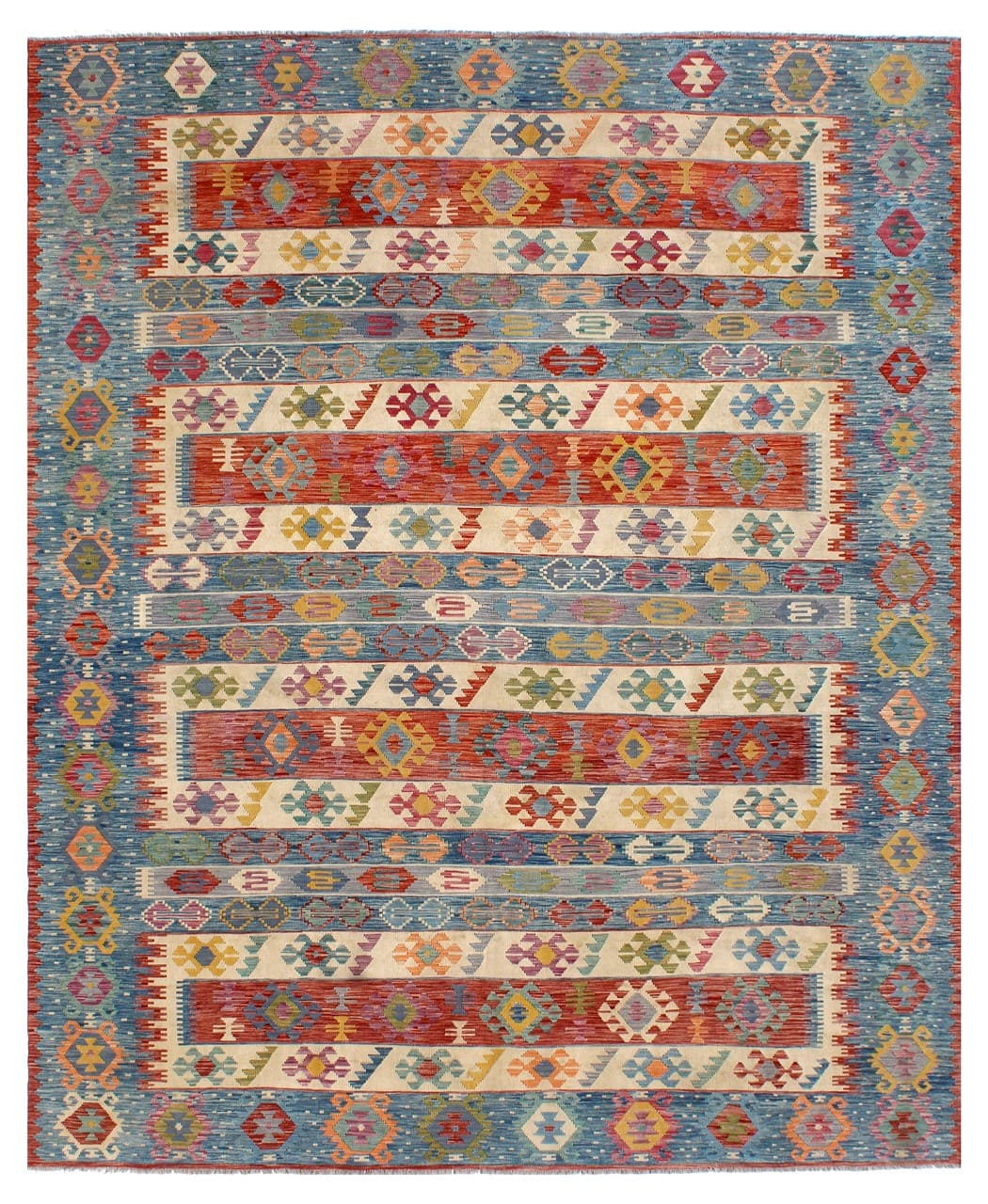 Tappeto Kilim Kaudani Afghan fatto a mano multicolore 408x306cm