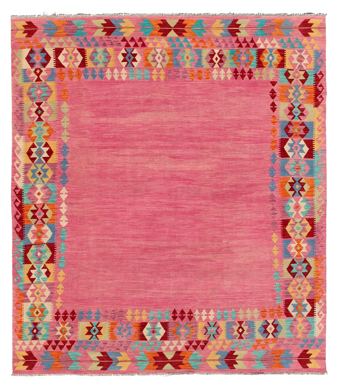 Tappeto Kilim Kaudani Afghan fatto a mano multicolore 292x244cm