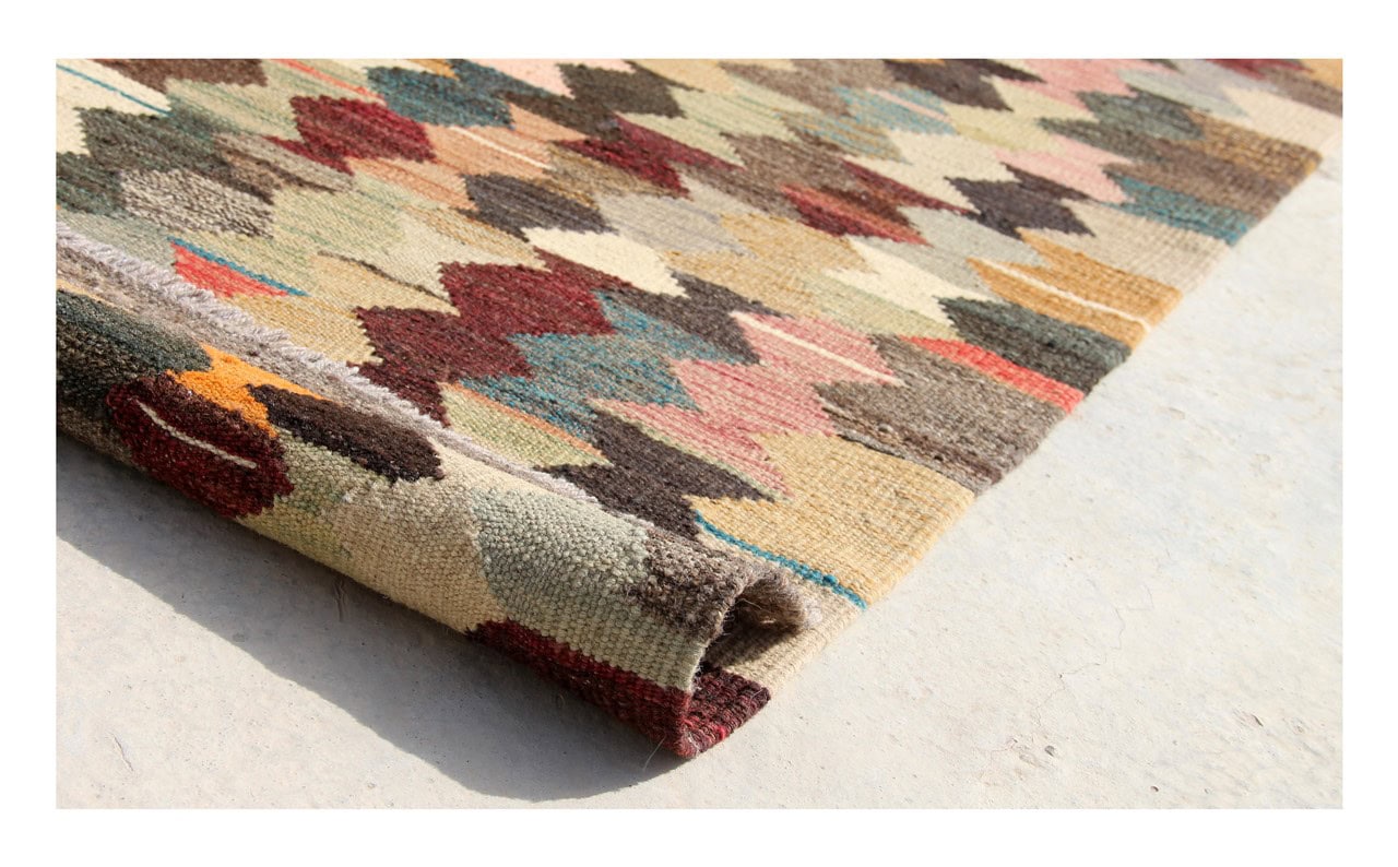 Tappeto Kilim Kaudani Afghan fatto a mano multicolore 394x302cm