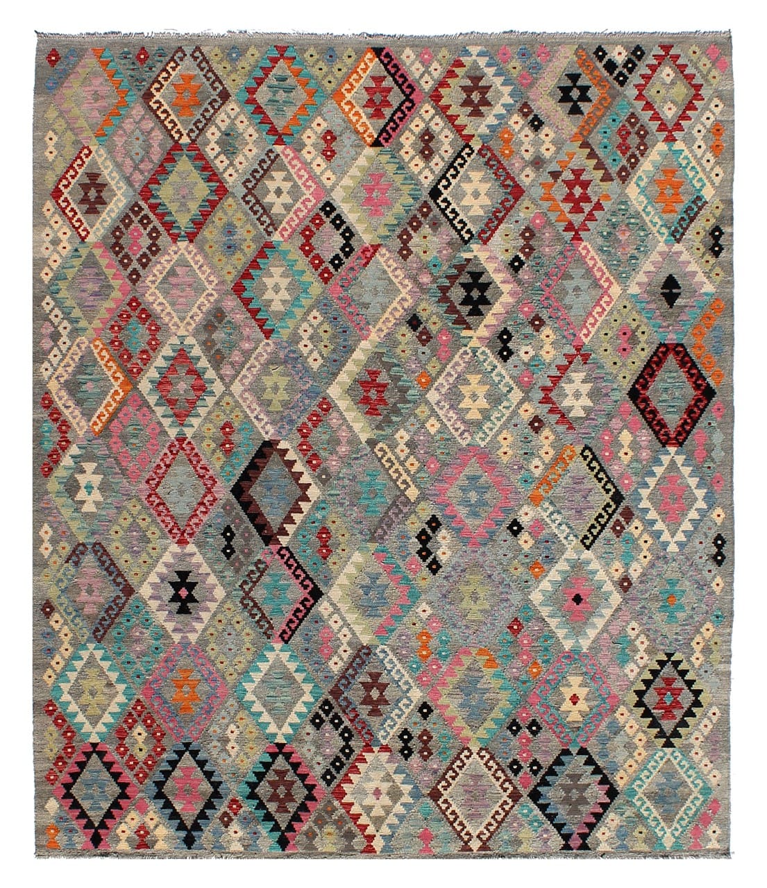 Tappeto Kilim Kaudani Afghan fatto a mano multicolore 331x267cm