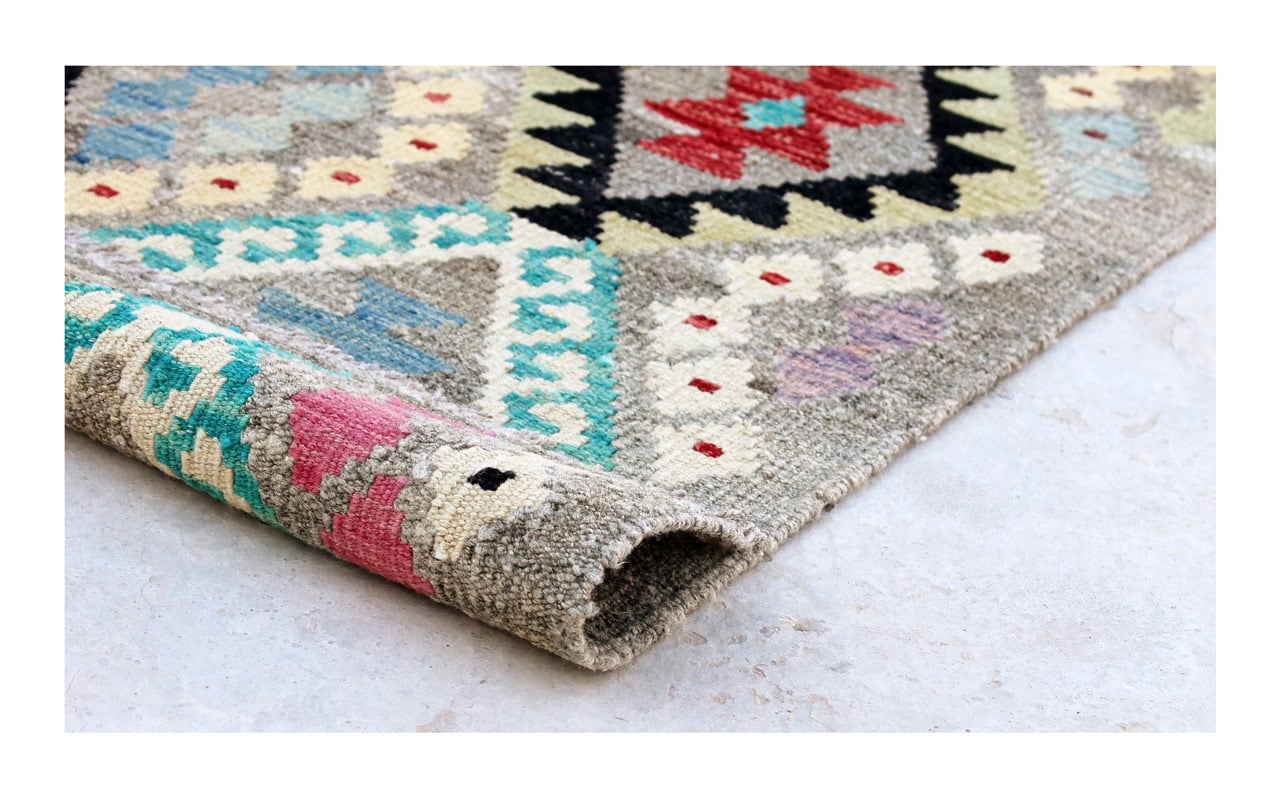 Tappeto Kilim Kaudani Afghan fatto a mano multicolore 331x267cm