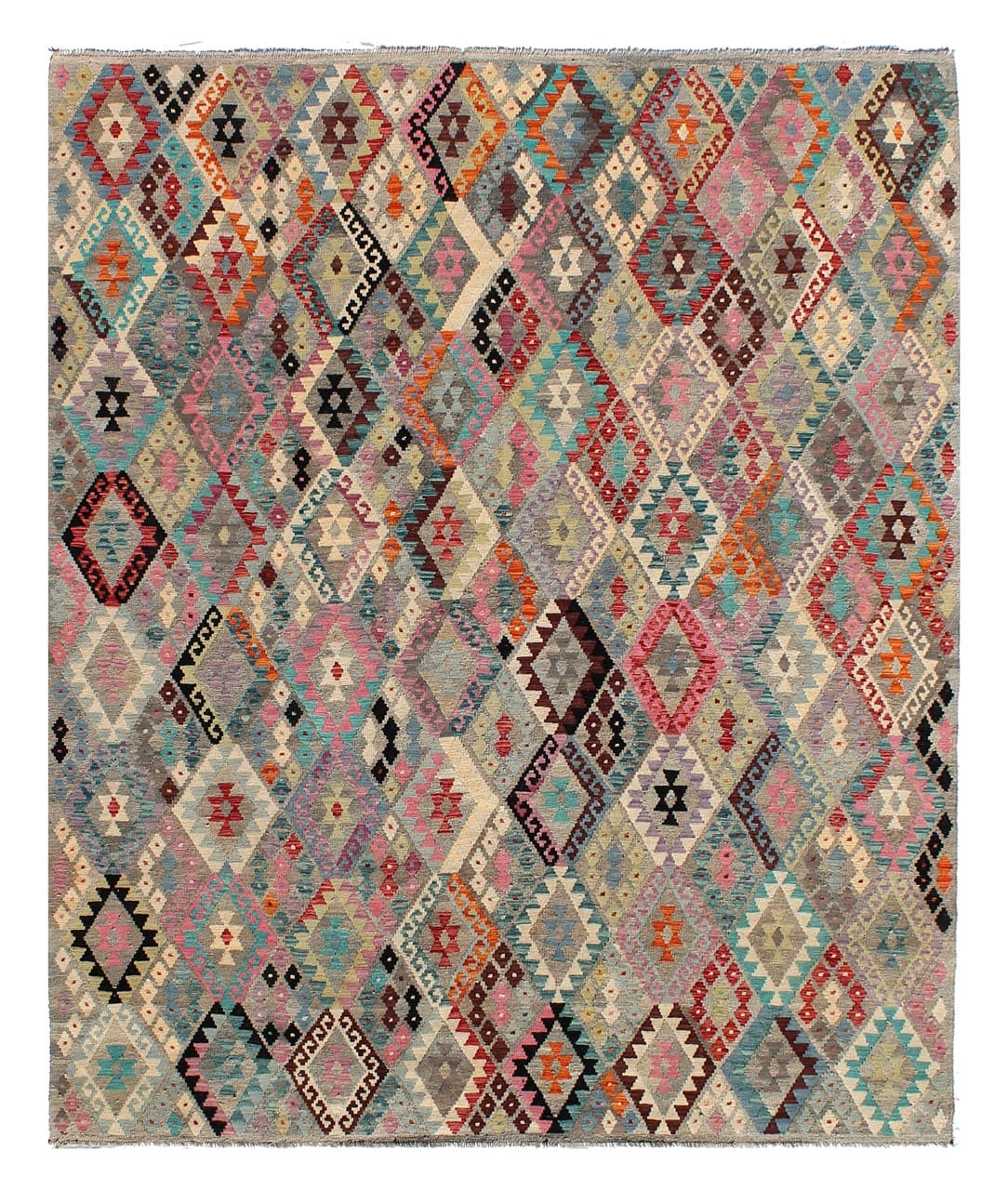 Tappeto Kilim Kaudani Afghan fatto a mano multicolore 344x265cm
