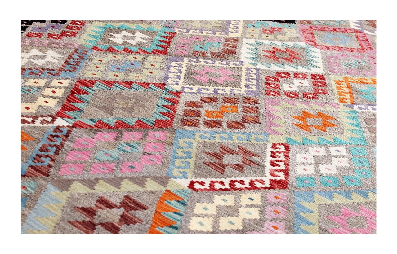 Tappeto Kilim Kaudani Afghan fatto a mano multicolore 339x256cm
