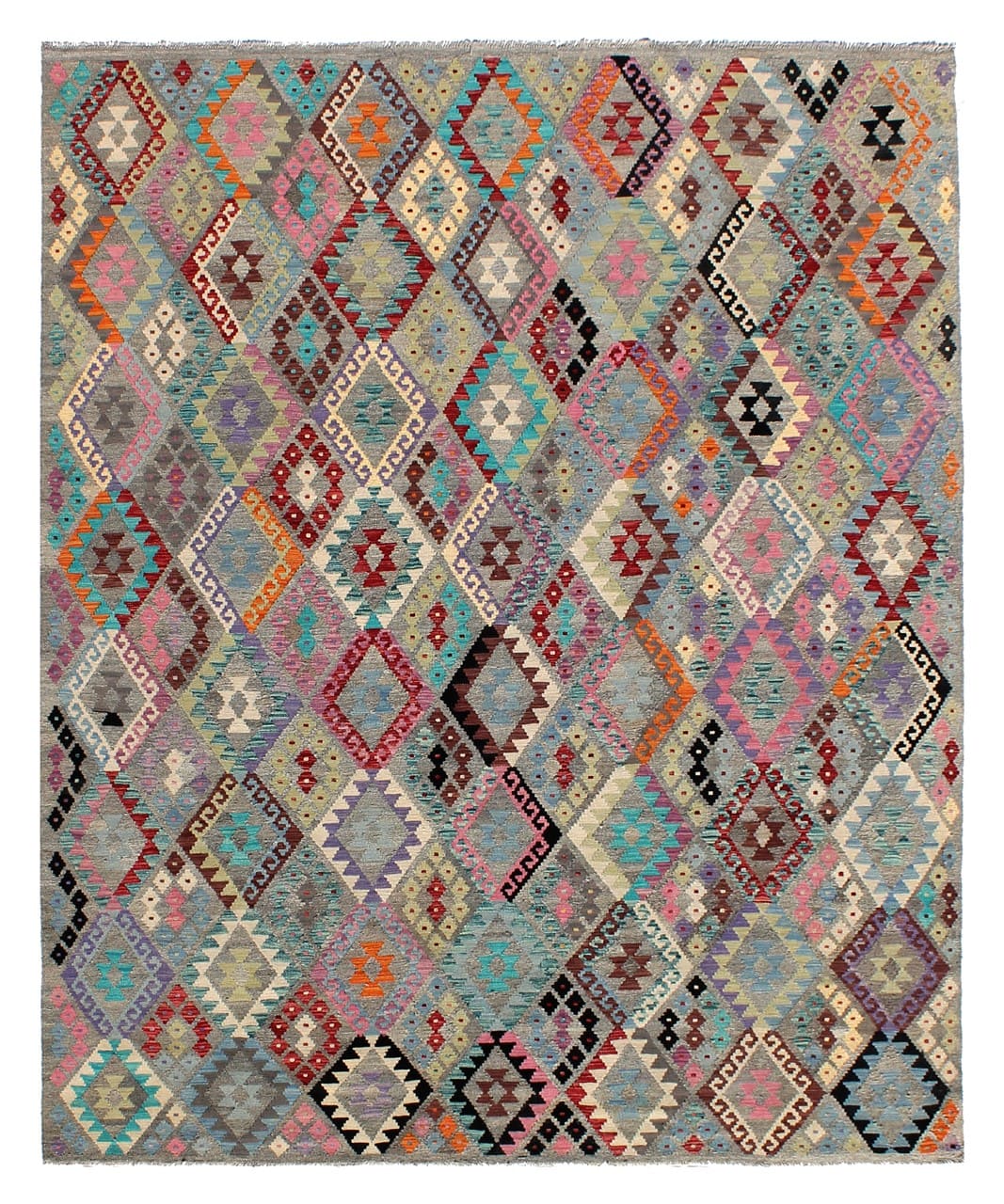 Tappeto Kilim Kaudani Afghan fatto a mano multicolore 340x259cm