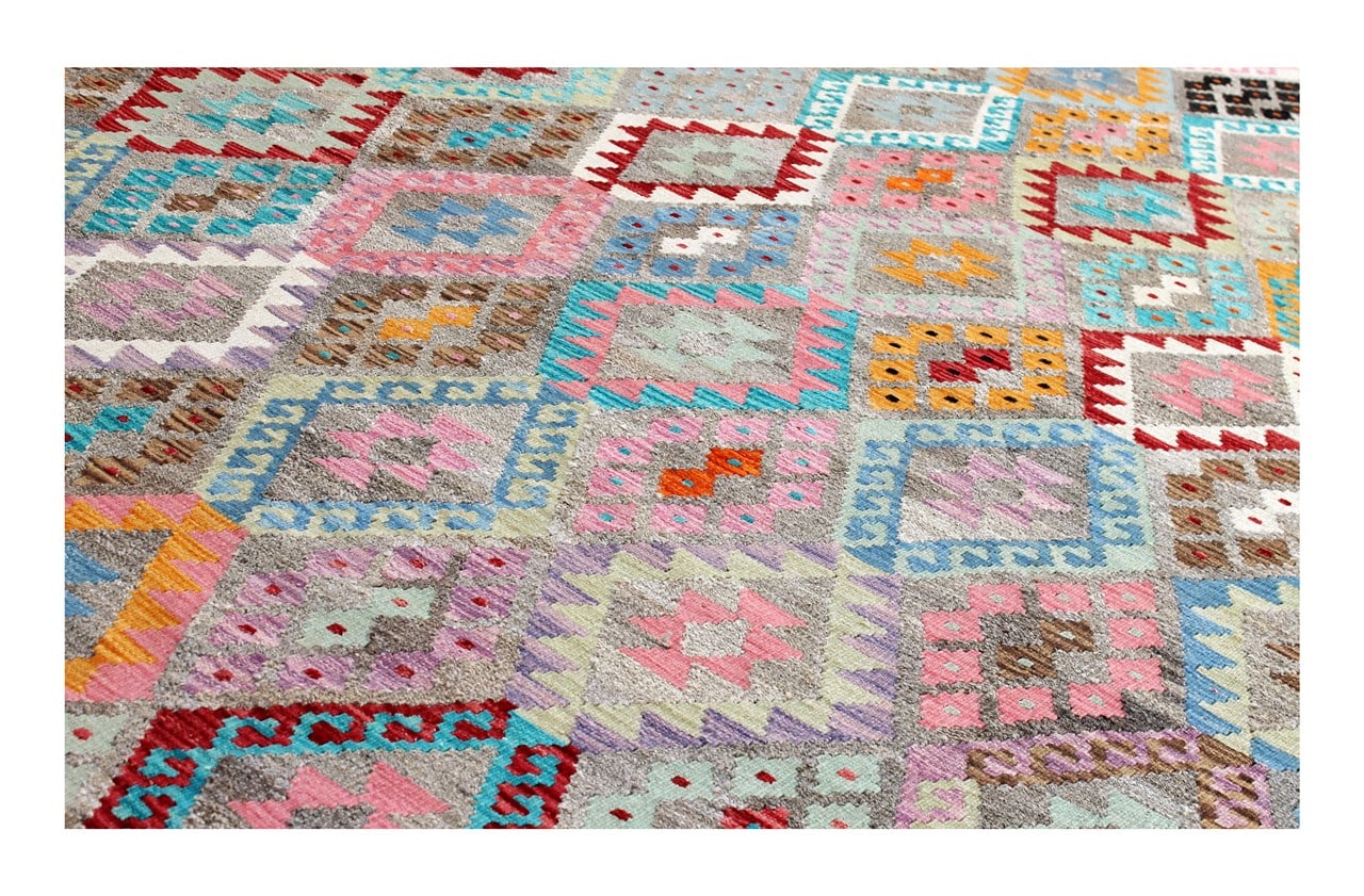 Tappeto Kilim Kaudani Afghan fatto a mano multicolore 339x259cm