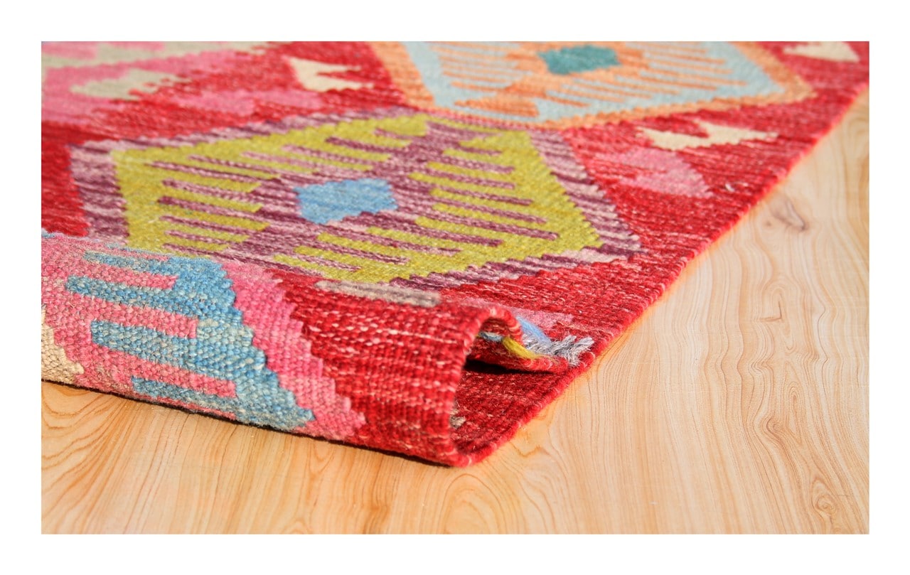 Tappeto Kilim Kaudani Afghan fatto a mano multicolore 296x252cm