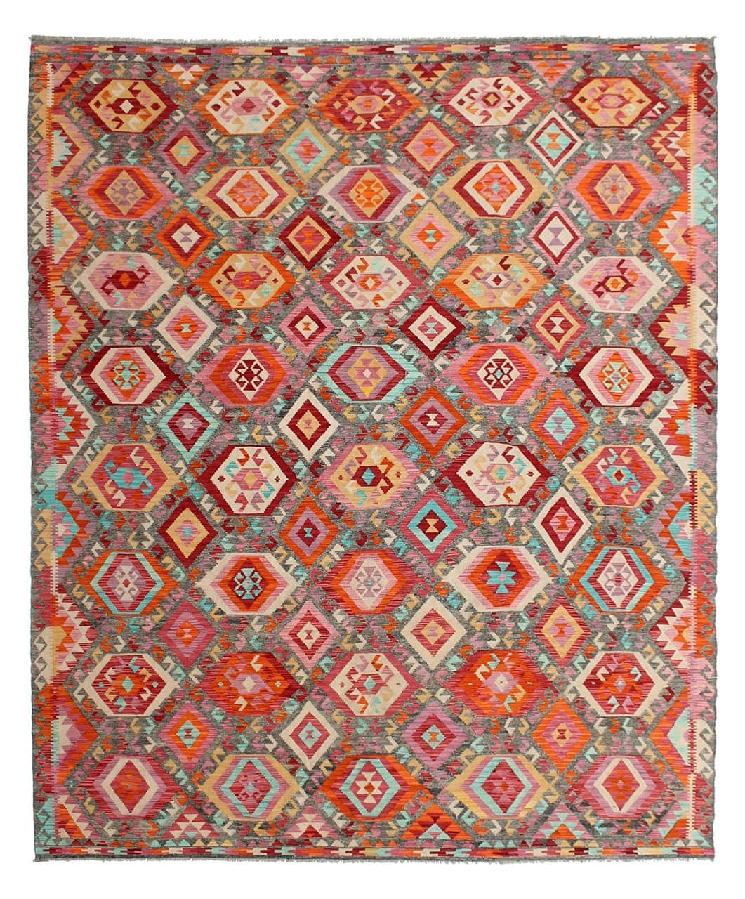 Tappeto Kilim Kaudani Afghan fatto a mano multicolore 408x306cm