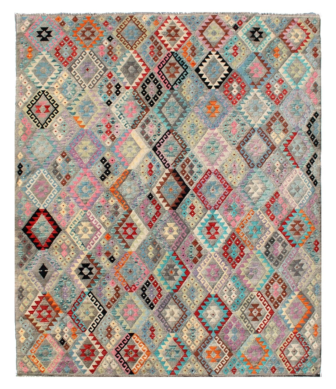 Tappeto Kilim Kaudani Afghan fatto a mano multicolore 357x263cm