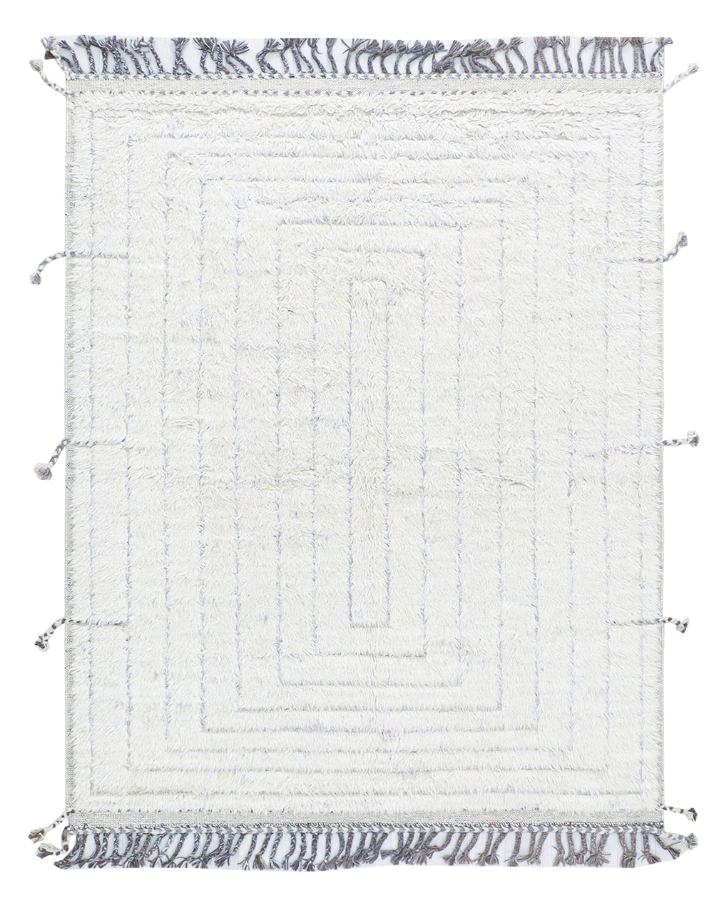Modern design white Berber style carpet, handmade 200x157cm
