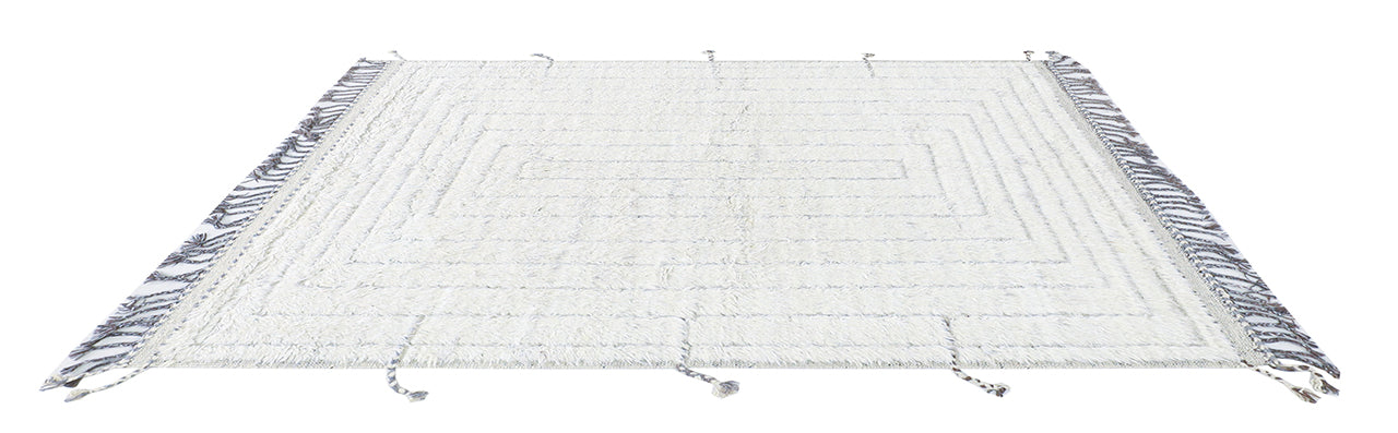 Modern design white Berber style carpet, handmade 200x157cm