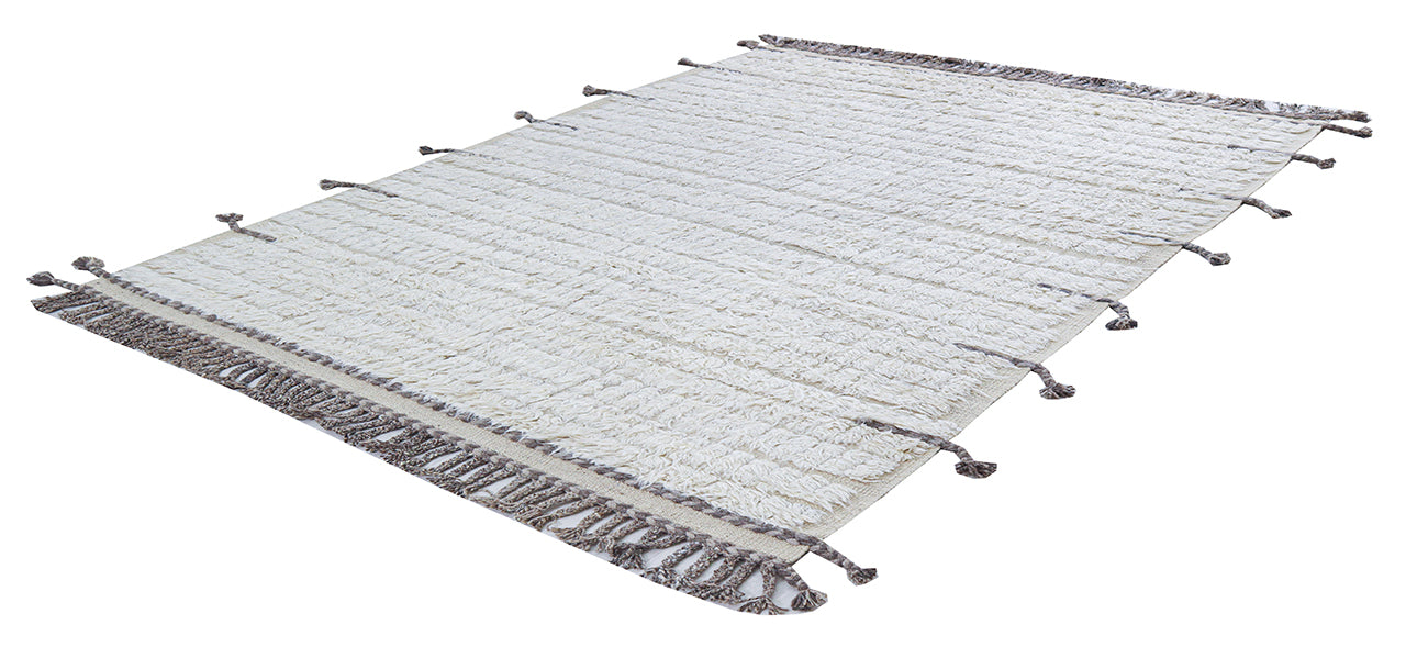 Tappeto design moderno bianco stile berbero, fatto a mano 300x212cm