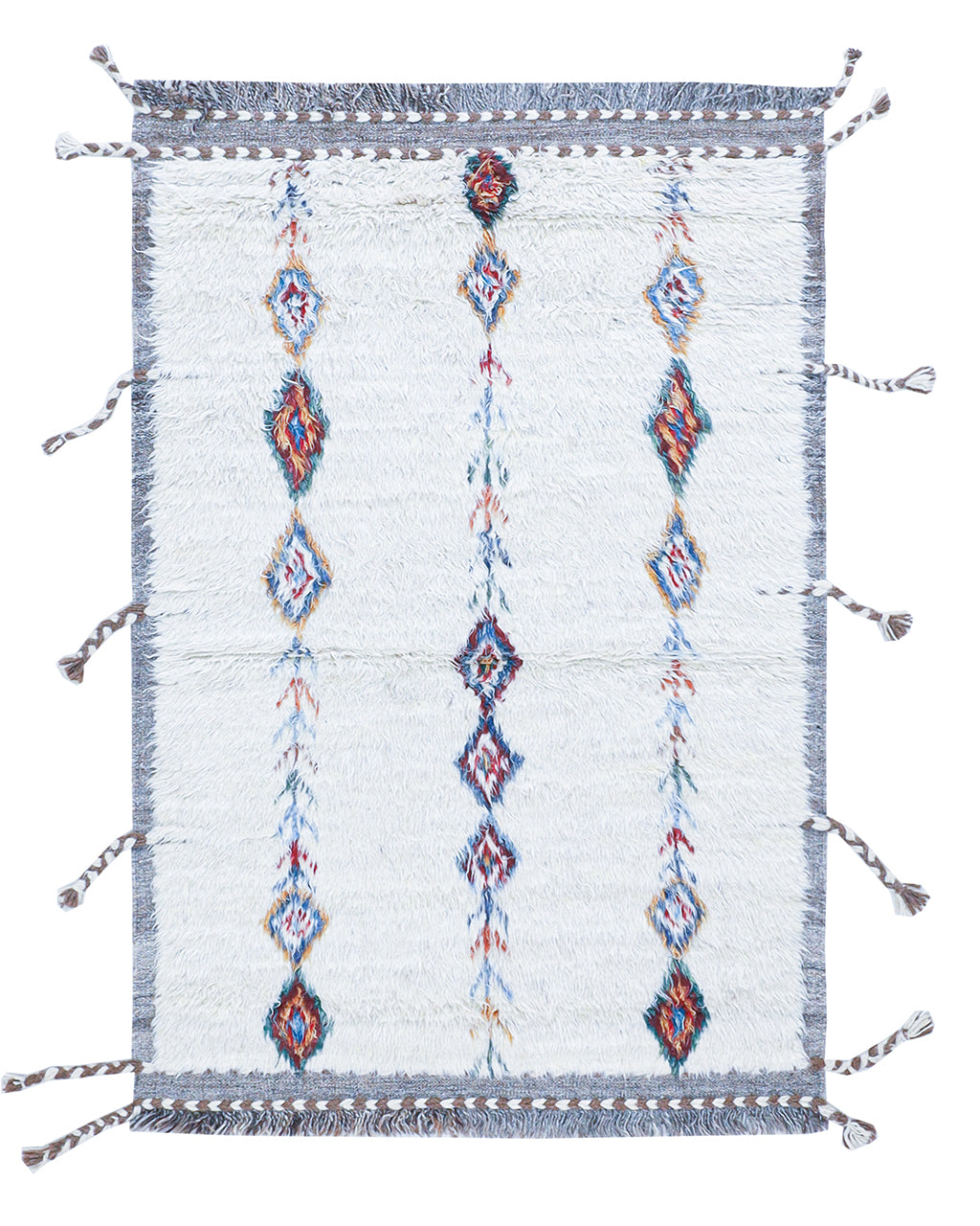 Tappeto berbero tribale bianco, fatto a mano 175x120cm