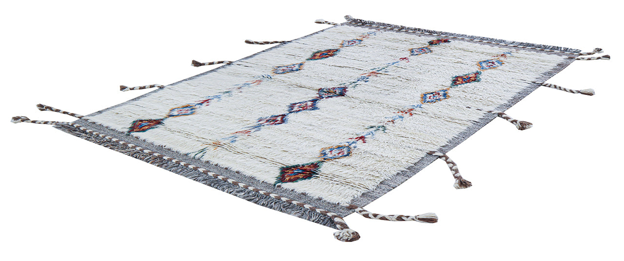 Tappeto berbero tribale bianco, fatto a mano 175x120cm