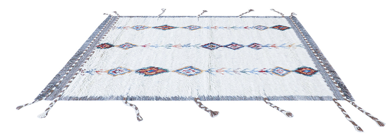 Tappeto berbero tribale bianco, fatto a mano 175x120cm