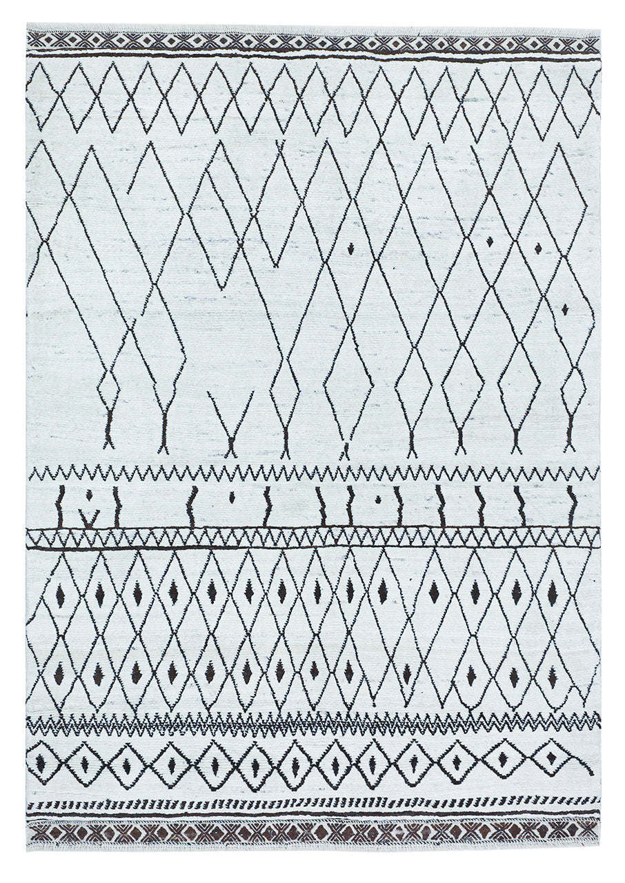 Modern design white Berber style carpet, handmade 276x197cm