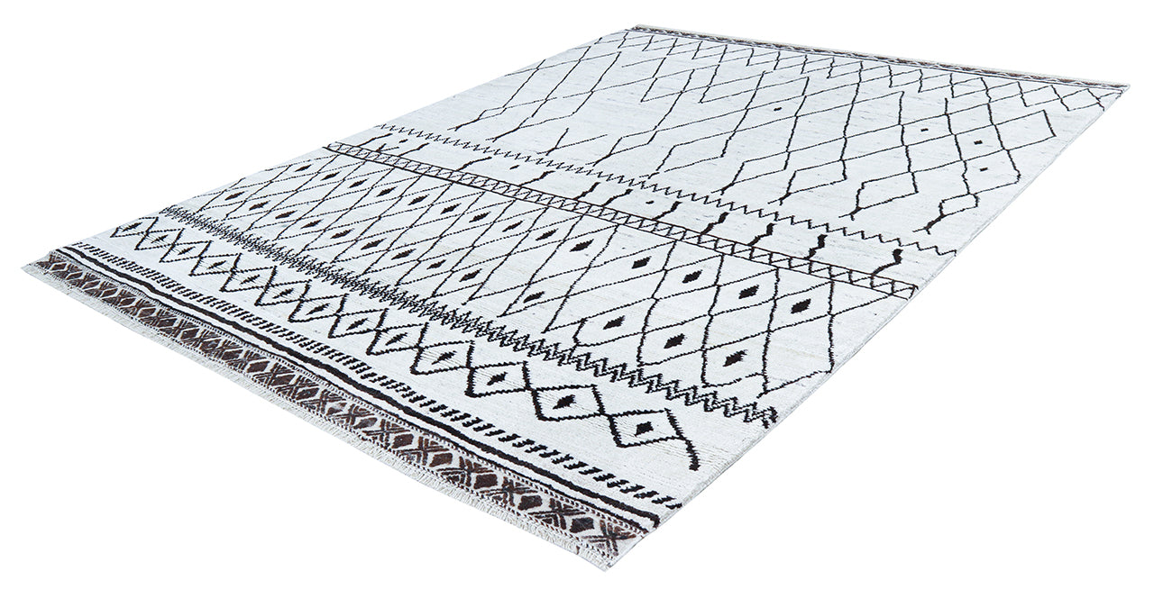 Modern design white Berber style carpet, handmade 276x197cm