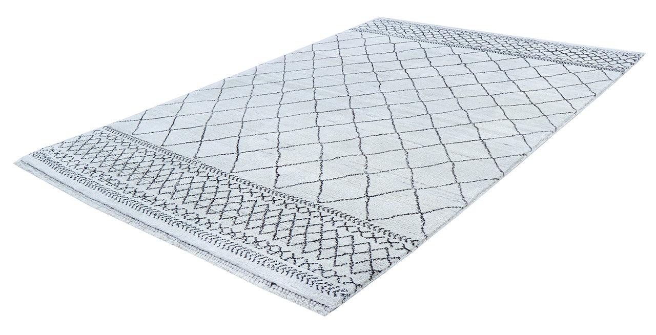 Modern design white Berber style carpet, handmade 228x146cm