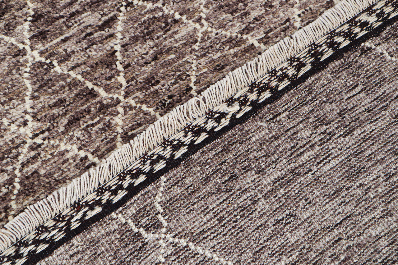 Modern design brown Berber style carpet, handmade 304x206cm