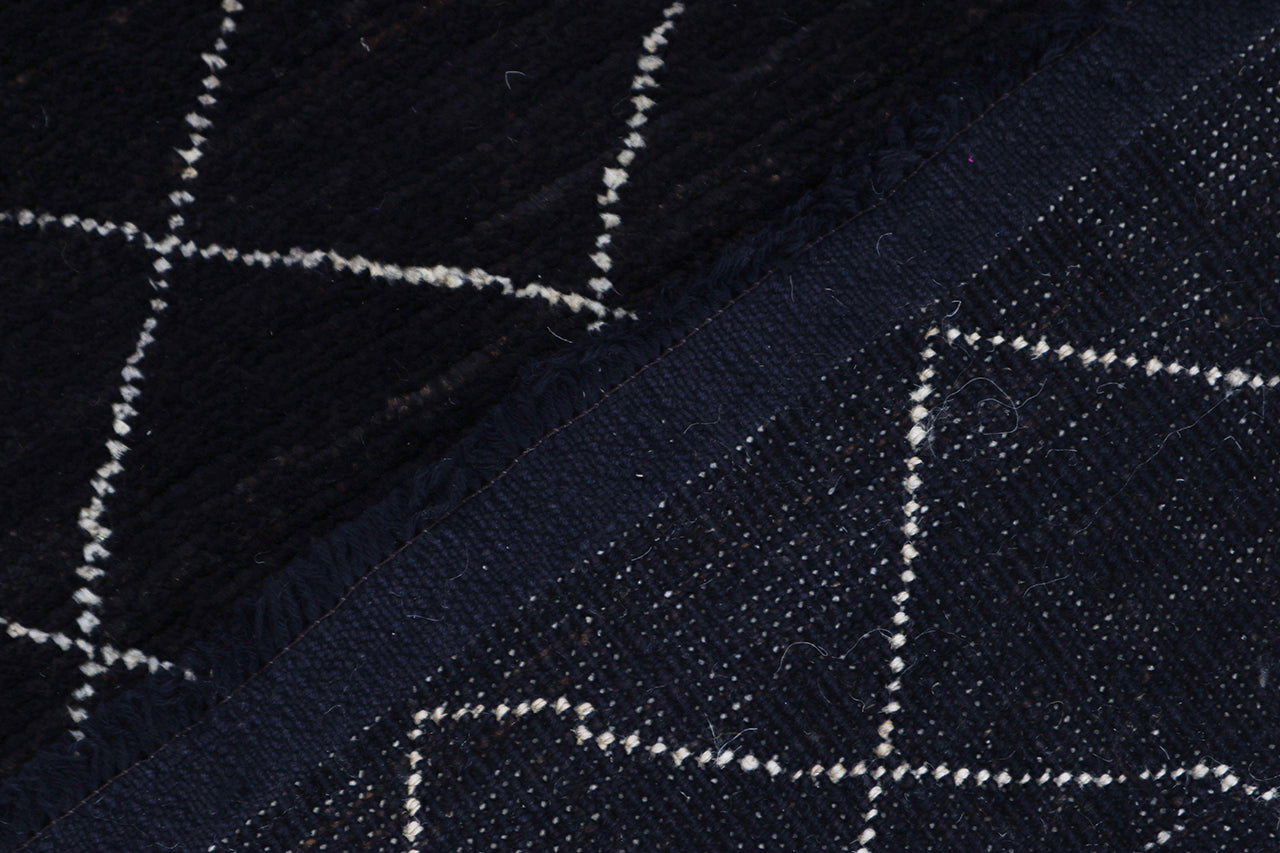 Modern design black Berber style carpet, handmade 300x189cm