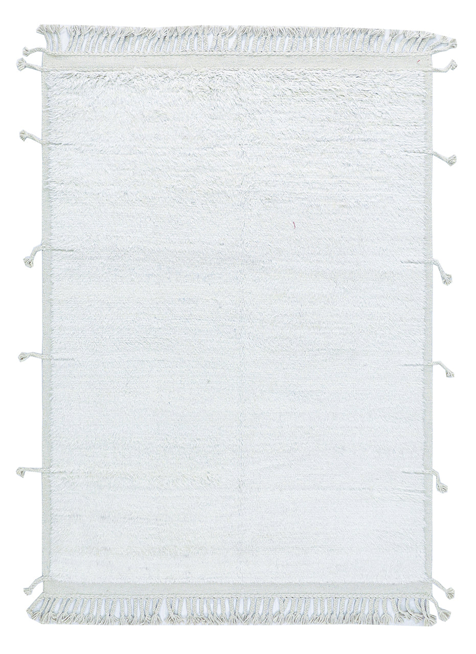 Modern design white Berber style carpet, handmade 237x179cm