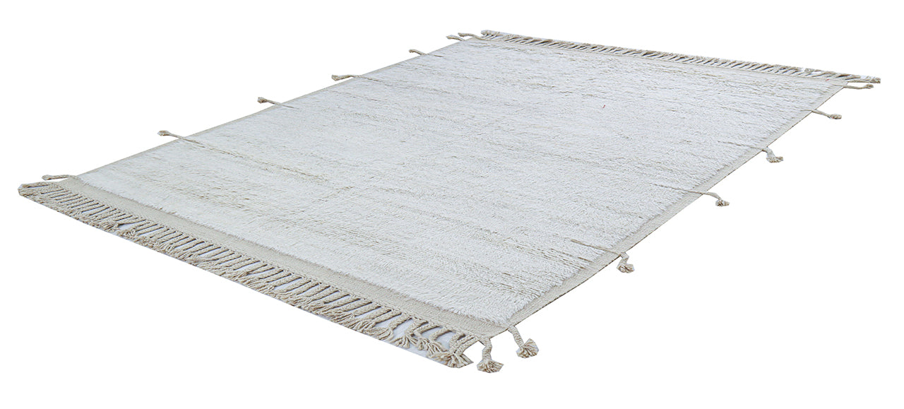 Modern design white Berber style carpet, handmade 237x179cm