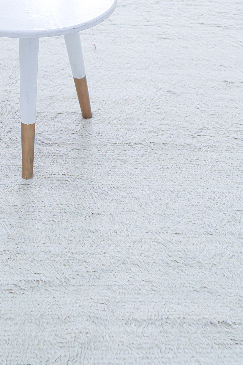 Modern design white Berber style carpet, handmade 237x179cm