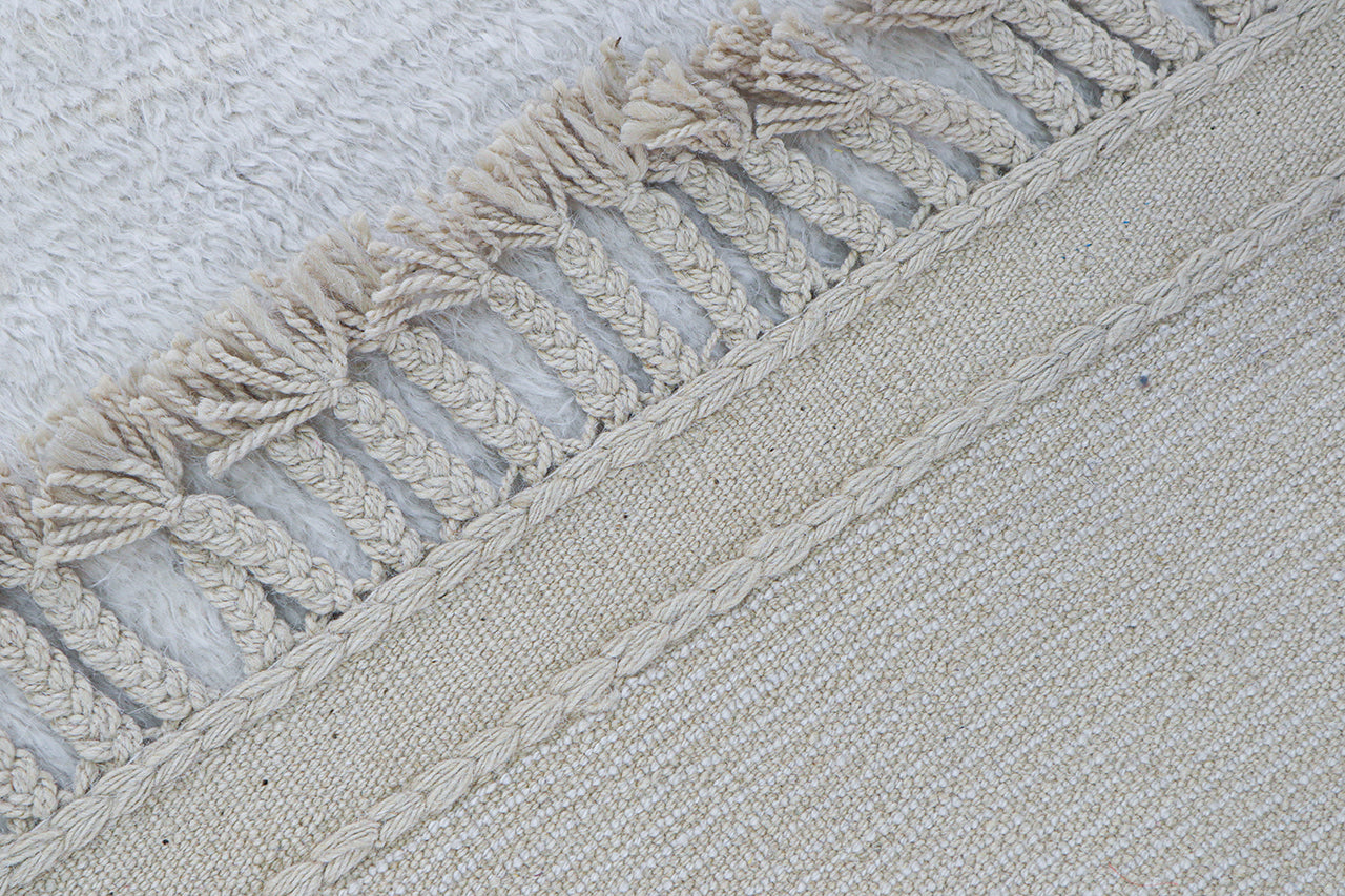 Modern design white Berber style carpet, handmade 237x179cm