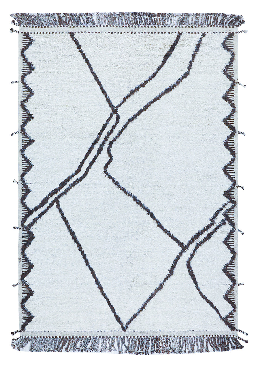 Tappeto design moderno bianco stile berbero, fatto a mano 291x216cm
