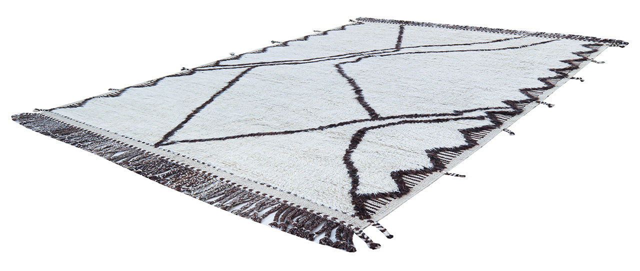 Tappeto design moderno bianco stile berbero, fatto a mano 291x216cm