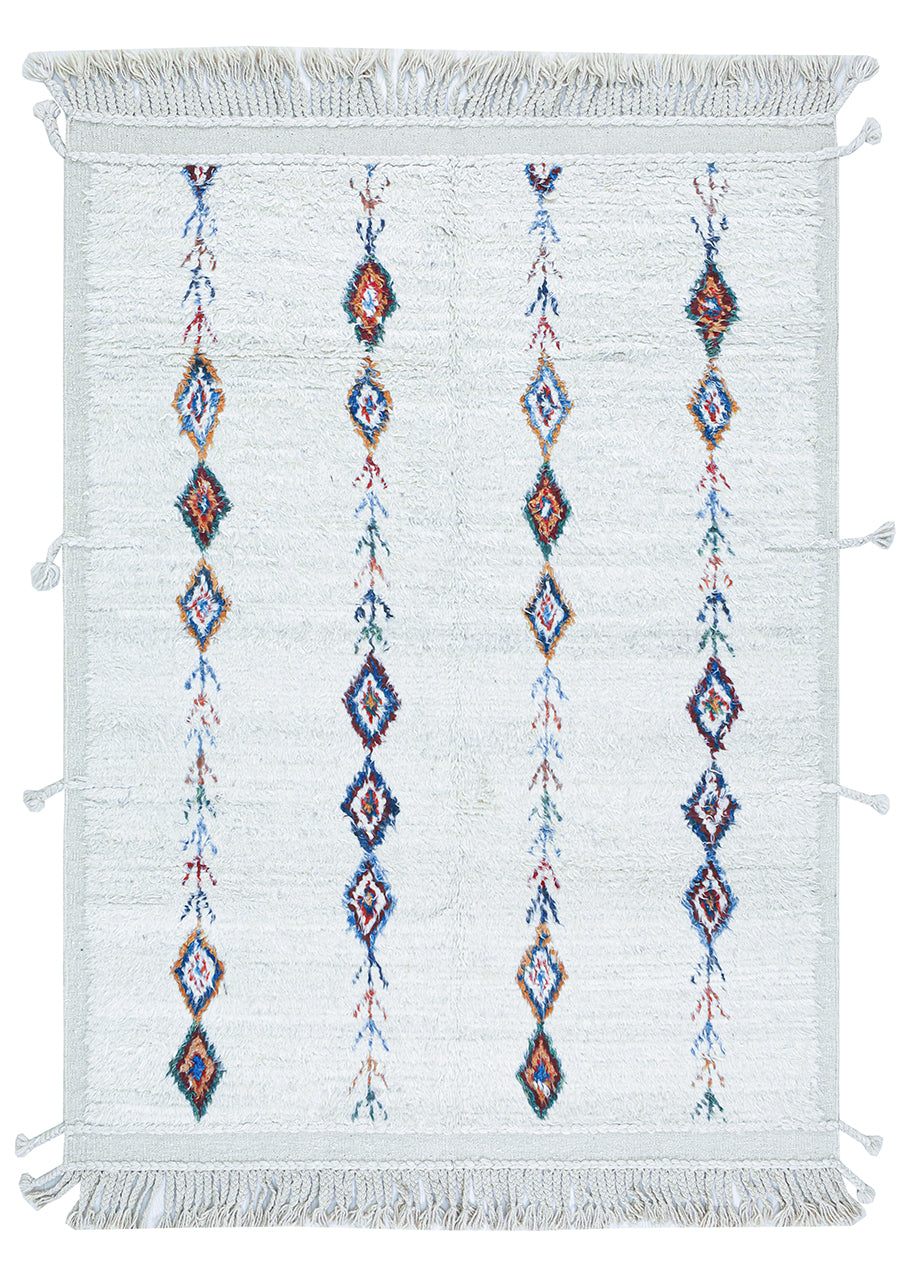 Tribal Berber carpet white, handmade 235x175cm