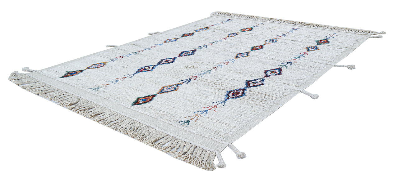 Tribal Berber carpet white, handmade 235x175cm