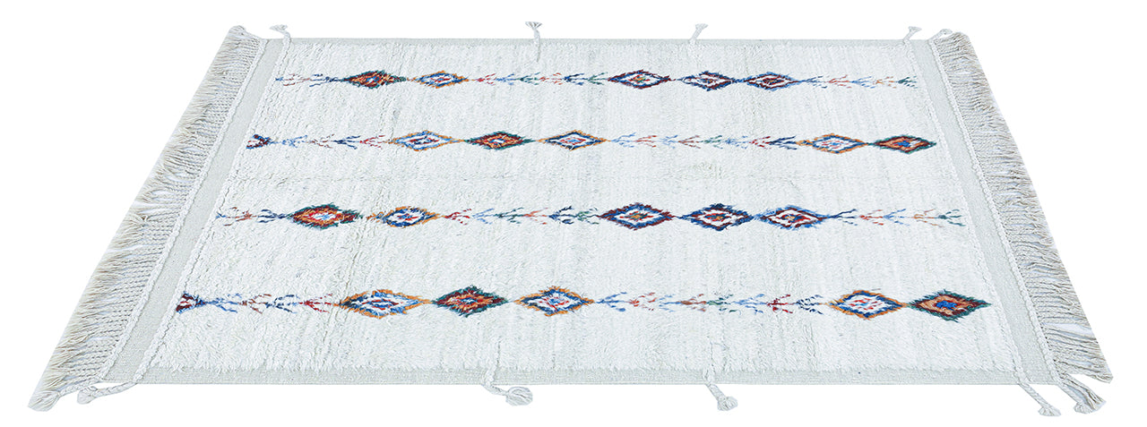 Tribal Berber carpet white, handmade 235x175cm