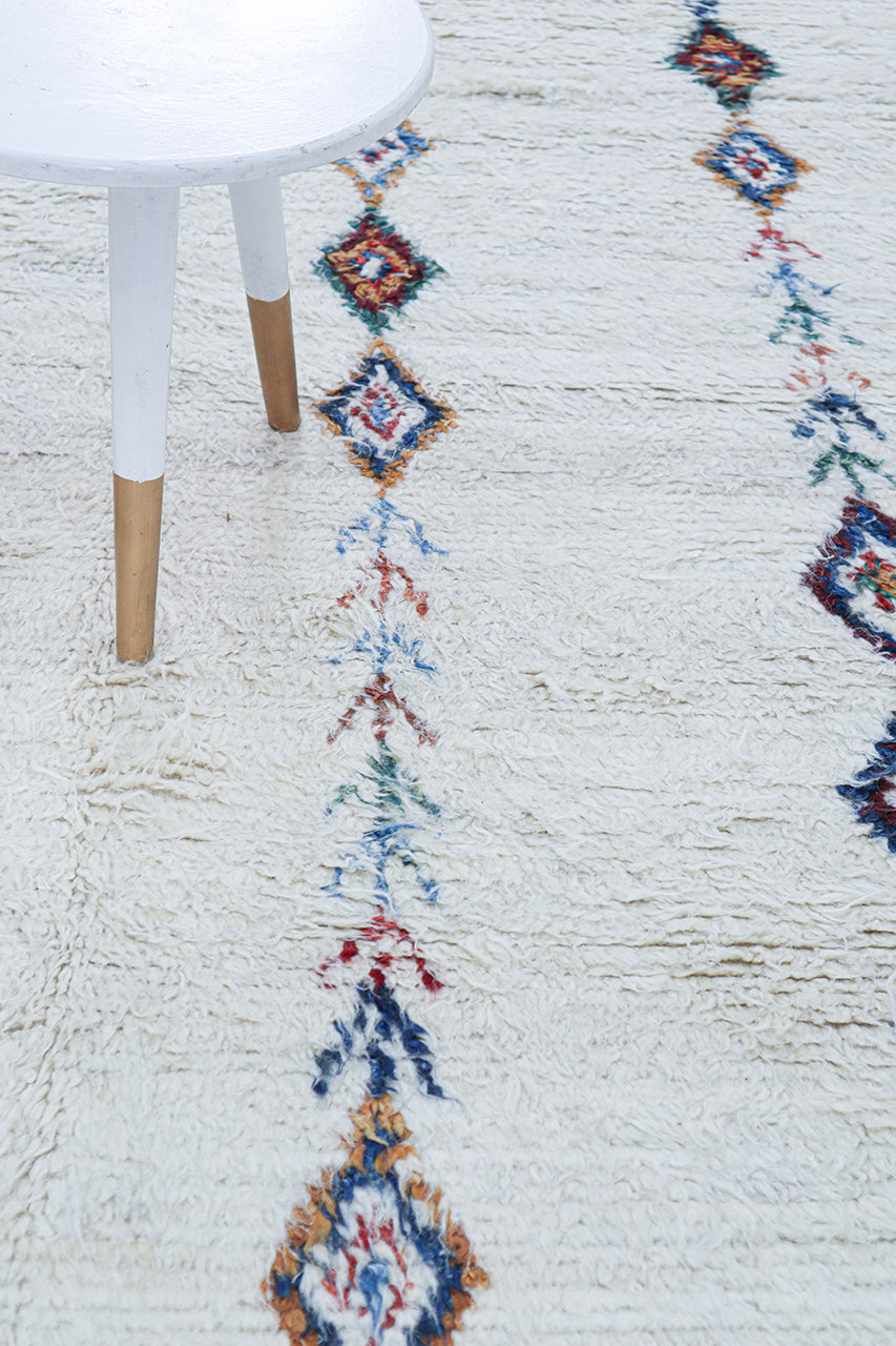 Tribal Berber carpet white, handmade 235x175cm