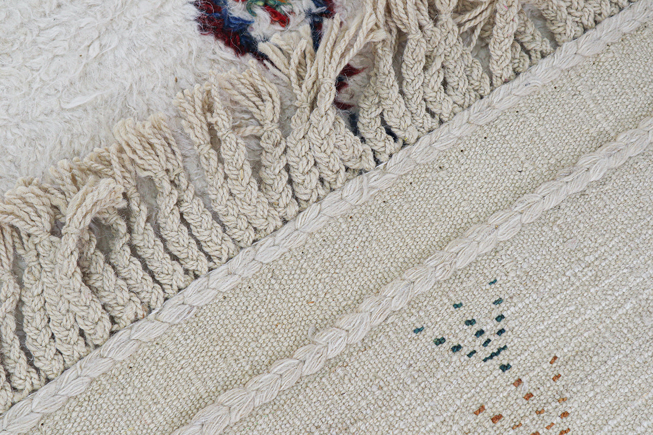 Tribal Berber carpet white, handmade 235x175cm