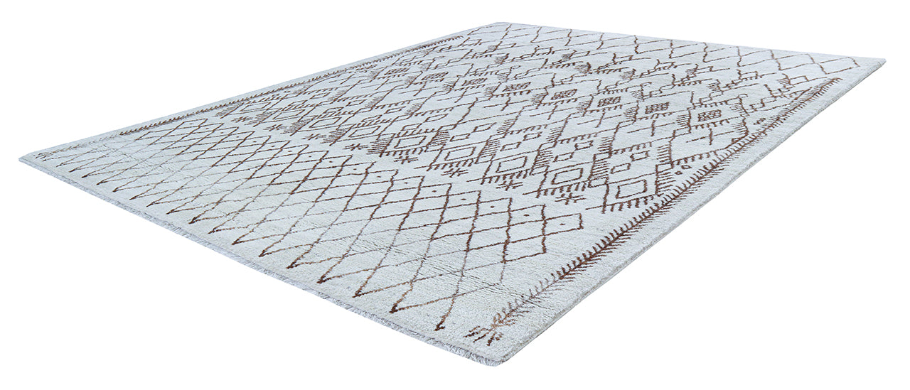 Modern design white Berber style carpet, handmade 267x202cm
