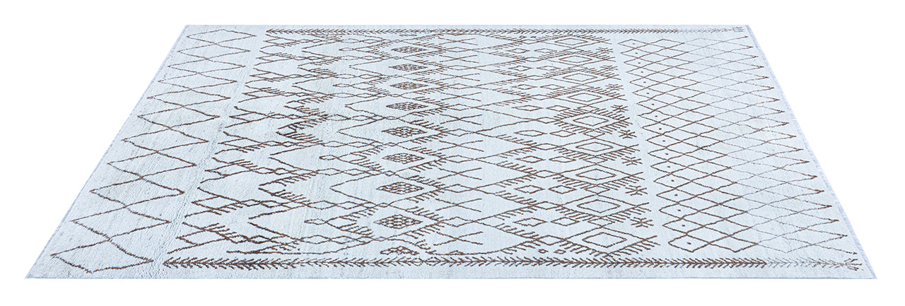 Modern design white Berber style carpet, handmade 267x202cm
