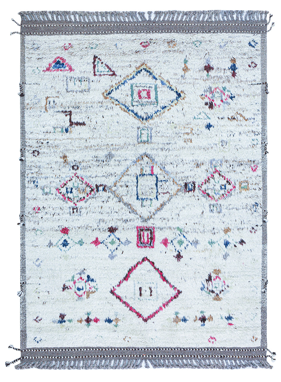 Modern design white Berber style carpet, handmade 260x183cm