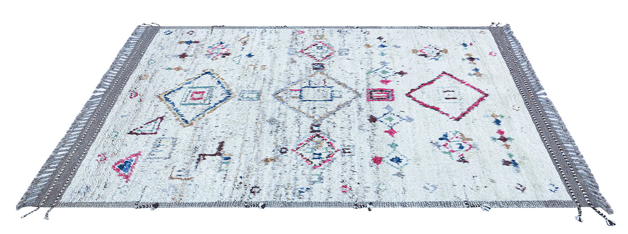 Modern design white Berber style carpet, handmade 260x183cm
