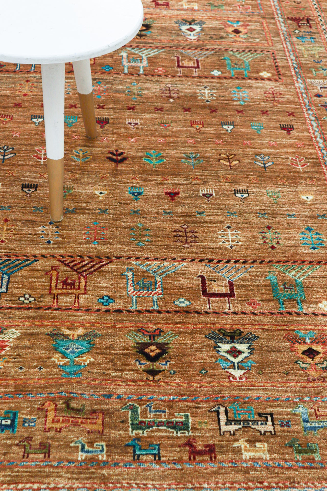 Afghan wool carpet yellow, handmade 253x173cm