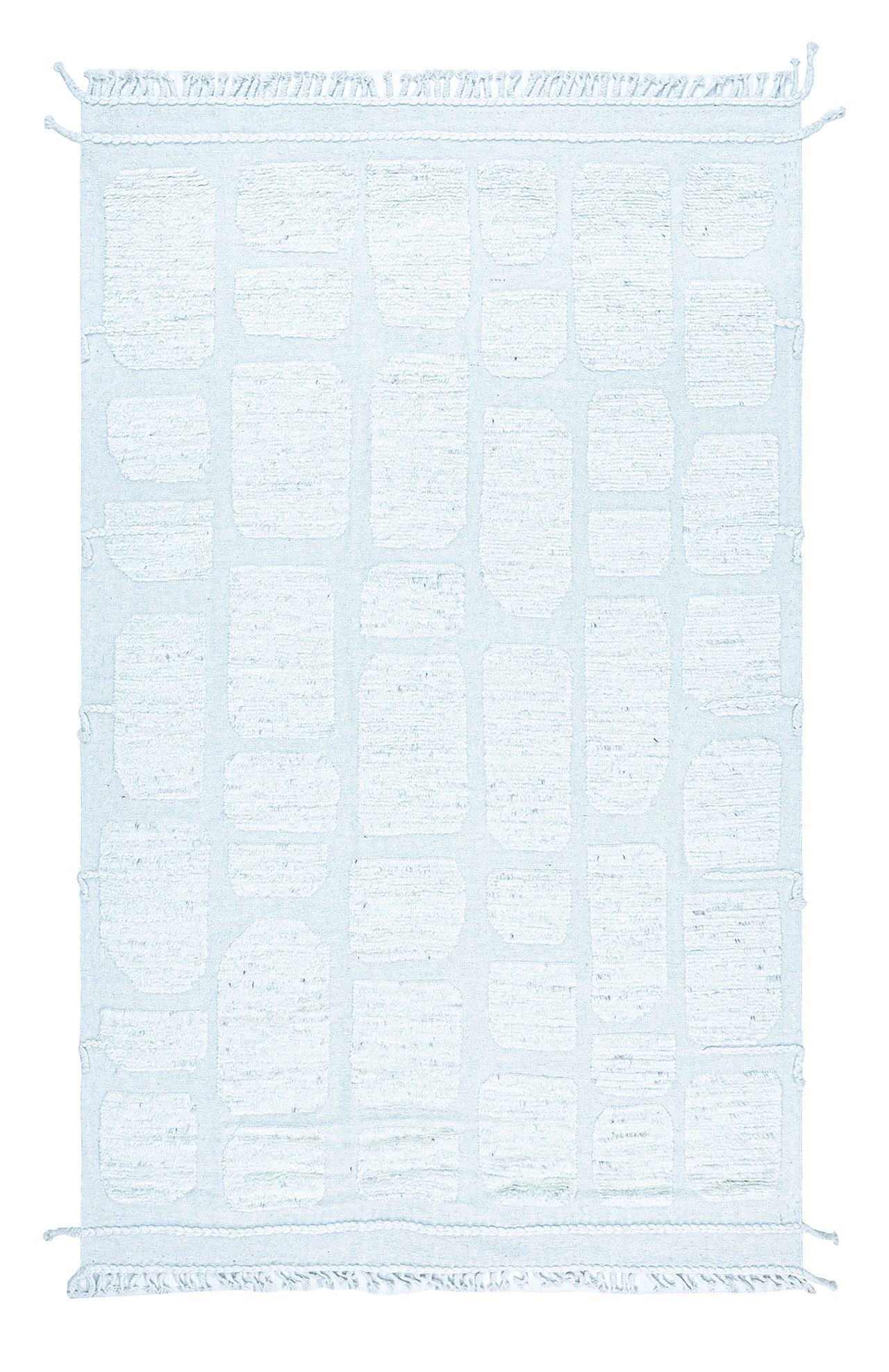 Tappeto design moderno bianco stile berbero, fatto a mano 302x193cm