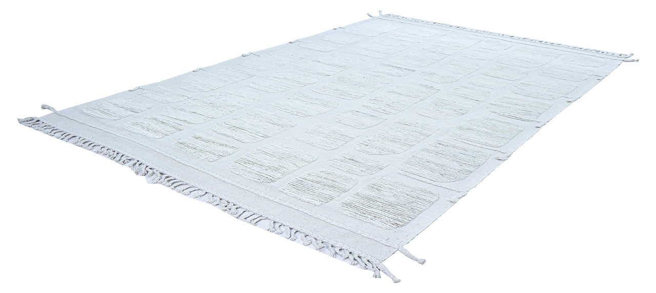 Tappeto design moderno bianco stile berbero, fatto a mano 302x193cm