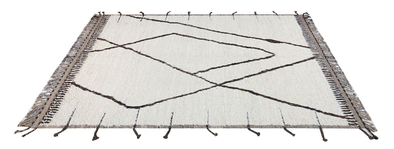 Tappeto design moderno bianco stile berbero, fatto a mano 314x209cm