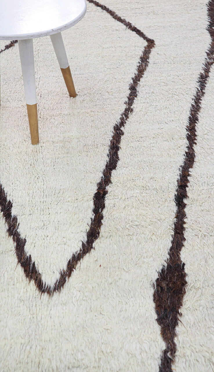Tappeto design moderno bianco stile berbero, fatto a mano 314x209cm